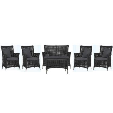 Imagem de Jogo Sofá 4 Poltronas E Mesa Igapó Fendi E11 Trama Original Preto