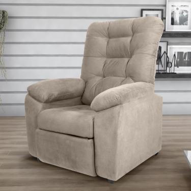 Imagem de Poltrona Almofadada Reclinável Dallas Veludo Light Bege