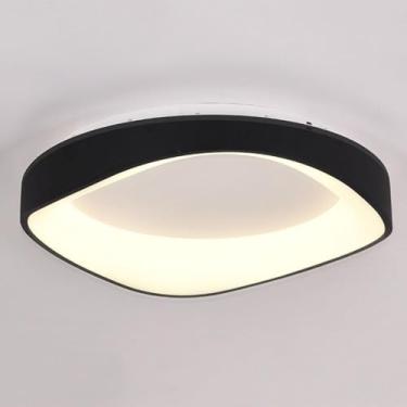 Imagem de Lâmpada De Teto Ultrafina Led Metal Preto Redondo Perto De Luminárias De Teto 3000-6000k Luzes De Teto De Economia De Energia Reguláveis Com Controle Remoto, 40cm