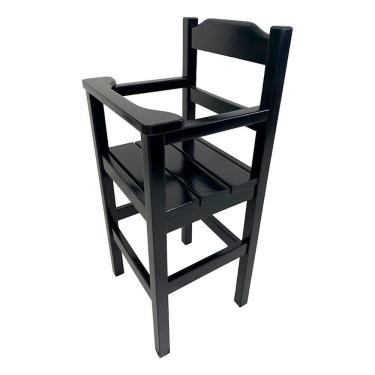 Imagem de Cadeira Papinha Para Bebê Com Trava Fixa Em Madeira Maciça - Preto - Preto