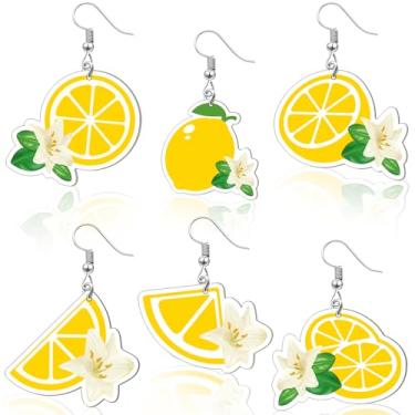 Imagem de Nosiny 6 pares de joias pendentes de acrílico, brincos de martini, 6 estilos realistas, aneto, pepino, copo de coquetel, joias engraçadas e estranhas para mulheres, laço, tini, bar, festa, Size: each