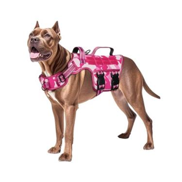 Imagem de Peitoral para cães grandes, resistente, sem puxão, tático, com sistema Molle, fácil de colocar e tirar, respirável acolchoado, colete refletivo ajustável para animais de estimação para caminhadas