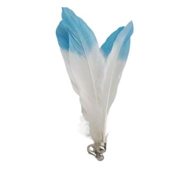 Imagem de Luzhengyang Recargas de varinha Feather Cat Teaser – Cabeças inspiradas em pássaros naturais, acessórios de brinquedo de gato para brincadeiras interativas (pacote com 5) (refil de penas branco-azul)