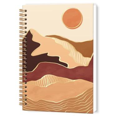 Imagem de TWRVI Caderno espiral abstrato boho sol, moderno, minimalista, pautado na faculdade, material escolar, material escolar, pôr do sol, cenário do pôr do sol, cadernos de diário 14 x 21 cm, 164 páginas