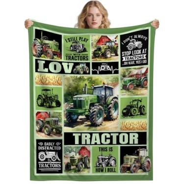Imagem de Cobertor de trator, cobertores colheitadeiras ultramacios, decoração de caminhão de fazendeiro para cama/sofá/sofá, presentes para amantes de tratores, 101,6 cm x 127 cm - tamanho infantil/manta