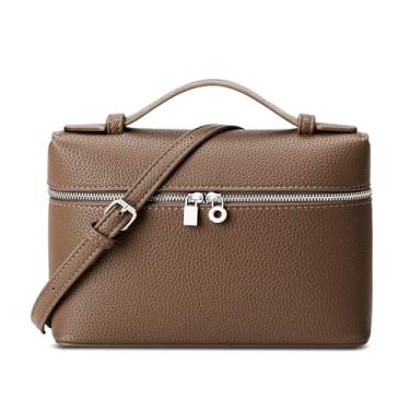 Imagem de KKXIU Bolsas transversais transparentes de couro vegano aprovadas para estádios para shows esportivos, Bege