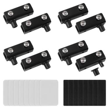 Imagem de UFURMATE 4 pares/8 peças dobradiças pivotantes de porta de vidro sem moldura dobradiça ajustável para porta de armário compatível com vidro oscilante livre de 3-5 mm (preto)