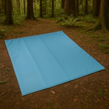 Imagem de Manta Impermeável Dobrável | Ideal para Trekking, Camping, Trilha, Moto Camping e Aventura Outdoor 135x135cm(Azul Bebê)
