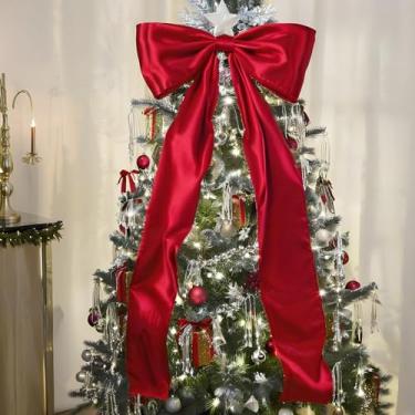 Imagem de Decorações de Natal – Laços de Natal gigantes de 1,8 m para decoração de árvores, laços decorativos de cetim grande para topo de árvore, parede, casamento, aniversário, casa, quarto, festa, dia dos