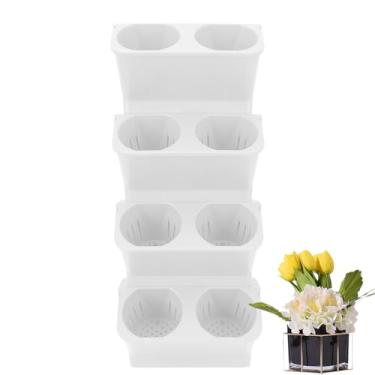 Imagem de Vaso de parede | Vasos de flores montados na parede, suporte vertical de várias camadas, decoração de casa para jardim, local de trabalho, varanda, quintal, entrada, corredor, pátio