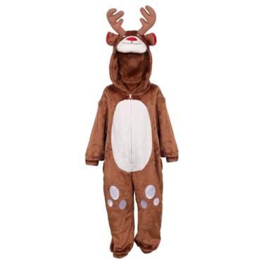 Imagem de Yulefly Pijama macacão de rena de Natal para meninas, Marrom, X-Large