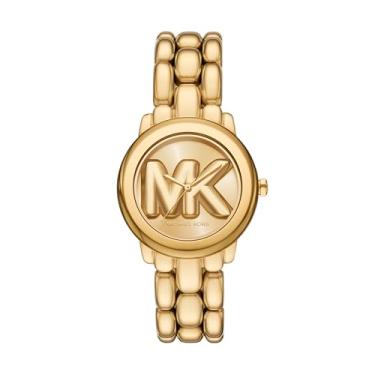 Imagem de Michael Kors Relógio feminino Phoebe com três ponteiros e pulseira de aço inoxidável dourado (modelo: MK4923)