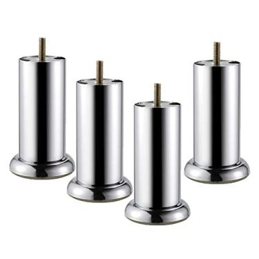 Imagem de 4 peças de pés de móveis de metal pernas de mesa de ferro pernas de mesa redondas de substituição para móveis elevadores de móveis cromados pernas de sofá mesa pernas armários de cama elevadores M8