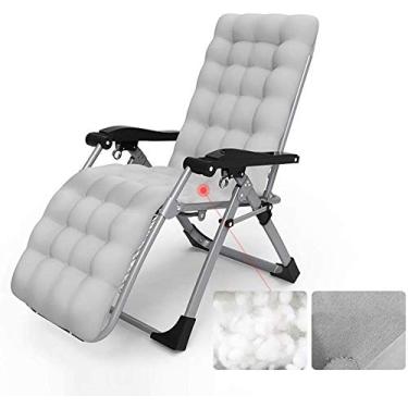 Imagem de Espreguiçadeira de jardim, espreguiçadeira, dobrável, reclinável ao ar livre, com almofadas, confortável, cadeira reclinável ajustável extra larga para pátio, jardim, praia, piscina (cor cinza), cinza
