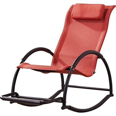 Imagem de Cadeira de balanço com apoio de braço encosto e travesseiro design ergonômico cadeira reclinável relaxante para sala de estar, pátio e terraço