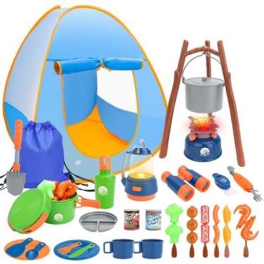 Imagem de Conjunto de brinquedos de acampamento DeAo Kids com barraca, 32 unidad