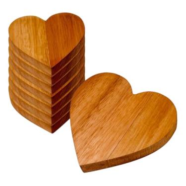 Imagem de 10 Porta Copos de Coração de Madeira Maciça Eucalipto Decoração