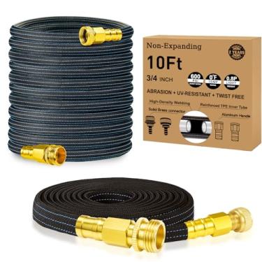 Imagem de Mangueira de jardim leve de 3 m, mangueira de água flexível com cabeça de latão sólido, sem dobras, mangueira dobrável, mangueira de água plana de alta pressão para trailer, barco, lavagem de carro