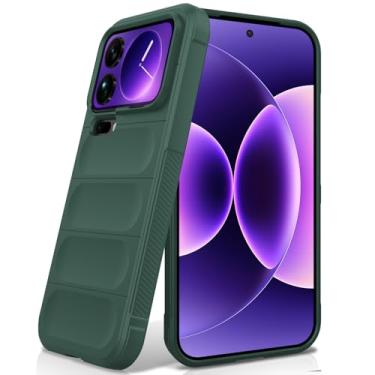Imagem de BonYonka Capa de silicone para Xiaomi 17 Pro Max, forro de microfibra antiarranhões, capa à prova de choque com proteção para câmera, verde