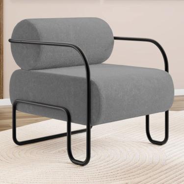 Imagem de Poltrona Decorativa Orgânica Living Miska Bouclê Cinza - Desk Design