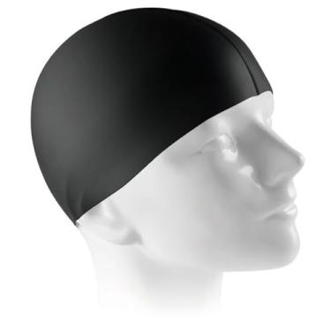 Imagem de Touca de Natação Impermeável，Toca de Natação Adulto，Touca Natação Adulto Juvenil Silicone Hidroginástica(Preto)