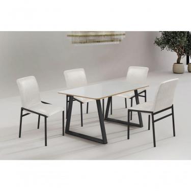 Imagem de Conjunto Mesa Tóquio 120cm 4 Cadeiras Premium Gol Decor Vidro Off-preto-courino Off-preto