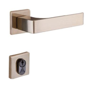 Imagem de Fechadura Entrada Reta Roseta 6cm Latonado Quadratta Aliança - Aliança