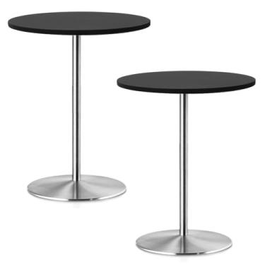 Imagem de Pacote com 2 toalhas de mesa elásticas para mesas de coquetel redondas pequenas de 76 cm, capa de mesa de piquenique, impermeável, elástica, lavável, toalha de mesa dobrável de elastano para bar, pub