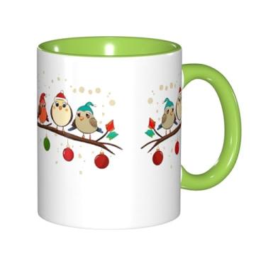 Imagem de Zeraoke Canecas de café criativas com estampa de corujas de Natal fofas no ramo, personalizadas, presente para a família, tamanho de 325 ml, unissex