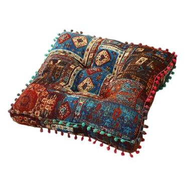 Imagem de Generic Almofada para cadeira Boho, decorativa, para canto de leitura, quarto, sala de crianças, café, para cadeiras de jantar, almofada espessa, Azul 42x42x8cm
