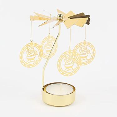 Imagem de Castiçais dourados rotativos românticos giratórios carrossel luz de chá suporte de vela jantar bar casamento festa WW