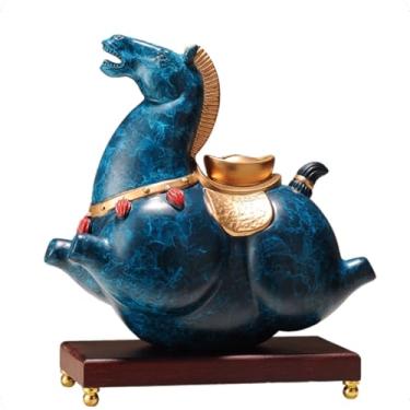 Imagem de Cofrinho de cavalo com base, caixa de economia de moedas de grande capacidade para adultos, decoração de casa elegante e banco de dinheiro (azul)