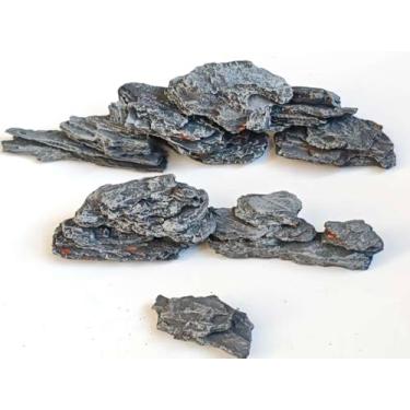 Imagem de Kai Dream 24 peças de pedras artificiais de ardósia, pedras decorativas de madeira cinza para terrários, modelos de ferrovias, jardins em miniatura, jardim zen, suprimentos para diorama