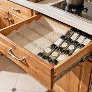 Imagem de Pesilo Organizador de gaveta de especiarias, 4 camadas - pacote com 4 organizadores de temperos de acrílico, bandeja transparente para temperos, expansível de 28 a 56 cm, inserção de organização de