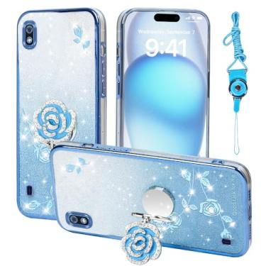 Imagem de Nouxwerx Capa para Samsung Galaxy A10, capa de celular para capa macia e fina para meninas e mulheres com cordão de suporte de anel capa protetora à prova de choque para Samsung A10 (azul)