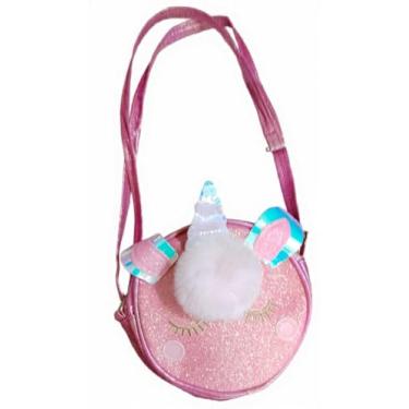 Imagem de Bolsa Infantil Unicornio Glitter com Alça Ajustável – Bolsa Transversal com Orelhas, Chifre e PomPom – Modelo Menina (ROSA PINK)