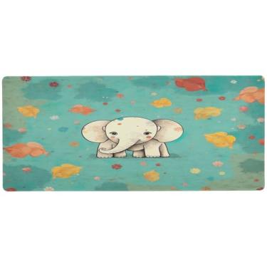 Imagem de Wassud Tapete de rato vintage elefante em turquesa organizador de mesa para jogos grande teclado de computador tapete de rato tapete de mesa material de escritório 31.