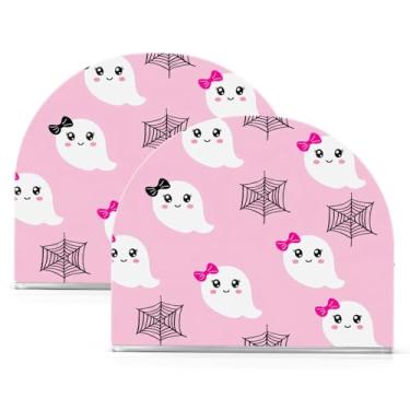 Imagem de Wassud Porta-guardanapos de acrílico Funny Ghosts, dispensador de guardanapos de papel moderno em forma de U para mesa, cozinha, sala de jantar, bancada 2 peças (comporta 50-60 guardanapos)