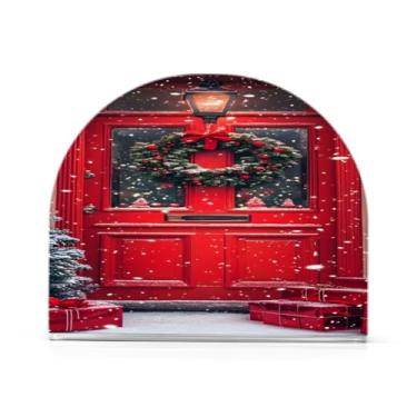 Imagem de xigua Porta vermelha com guirlanda de Natal porta-guardanapos para mesas, elegante suporte de guardanapo de papel de placa acrílica, dispensador de papel de seda independente moderno para sala de