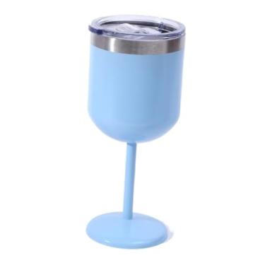 Imagem de Taça de Vinho Térmica Taça Copo Térmico De Aço Inoxidável Taças para Festa 510ml Base antiderrapante(Azul)