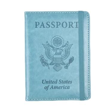 Imagem de Porta-cartão de passaporte de couro multifuncional, bolsa de viagem, fornecimento estável por meio de vendas diretas do fabricante, Azul, Tendência