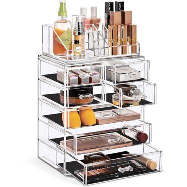 Imagem de Sorbus Organizador de maquiagem transparente para cosméticos – armazenamento de maquiagem e joias, estojo e exibição – design espaçoso – ótimo suporte para cômoda, banheiro, penteadeira e bancada (4