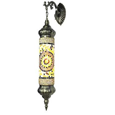 Imagem de Arandela de parede turca em mosaico boêmio, luminária de parede marroquina artesanal em vidro para cabeceira, ideal para sala de estar, quarto, corredor, varanda, café ou bar.
