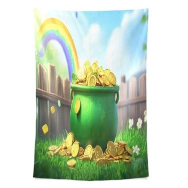 Imagem de STAYTOP Tapeçaria de parede de moeda de ouro do dia de São Patrício tapeçarias para decoração de casa decoração de dormitório sala de estar quarto tapete de parede (80 × 60 pol)