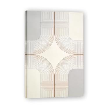 Imagem de Arte em tela minimalista de forma singular: Serenidade tons neutros grande área em branco para decoração de espaço calmo 19,78 x 75 cm emoldurado