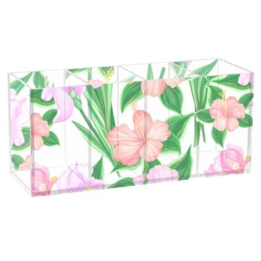 Imagem de Burbuja Porta-canetas de acrílico com 4 compartimentos, suporte de lápis transparente para pincéis de maquiagem, acessórios de mesa de escritório em casa