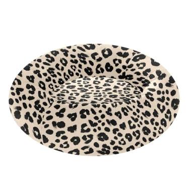 Imagem de SEHANY Cama de cachorro com estampa de leopardo, removível e lavável, pequena, redonda para gatos, cama fofa, super macia, confortável para animais de estimação com fundo antiderrapante para cães
