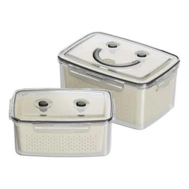 Imagem de Kit 2 Potes Porta Alimentos Escorredor 800ml E 1500ml - 3Kam