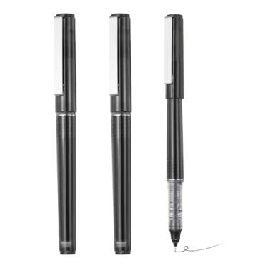 Imagem de PATIKIL Caneta esferográfica de tinta líquida preta, 3 peças de grande capacidade de secagem rápida de 0,5 mm canetas de ponta fina, para escritório, arte, artesanato, scrapbooks, desenho, diário