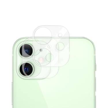 Imagem de Protetor de lente de câmera para iPhone 12 de 6,1 polegadas, vidro temperado 9H, transparente HD, antiarranhões, compatível com capas, não afeta fotos noturnas, pacote com 2